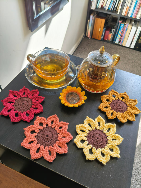 Crochet Coaster Sunflower Sets