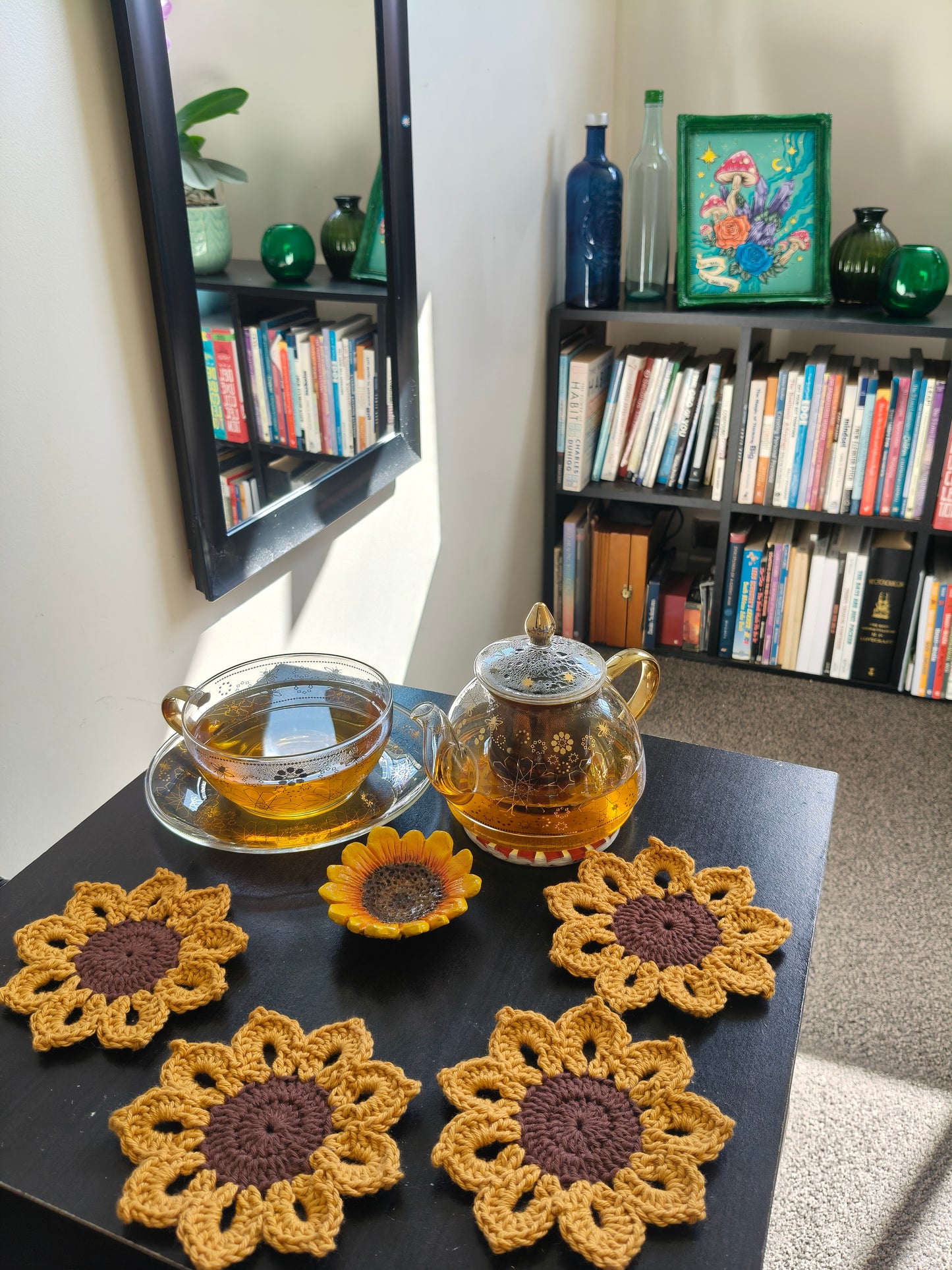 Crochet Coaster Sunflower Sets