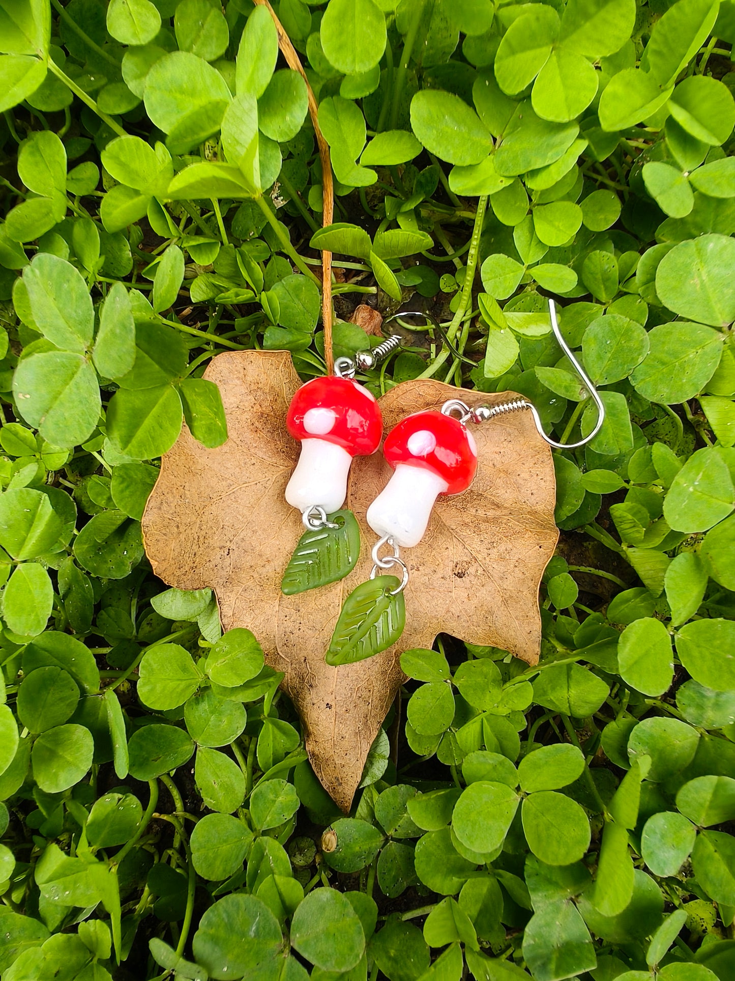 Mushroom Earrings - Red