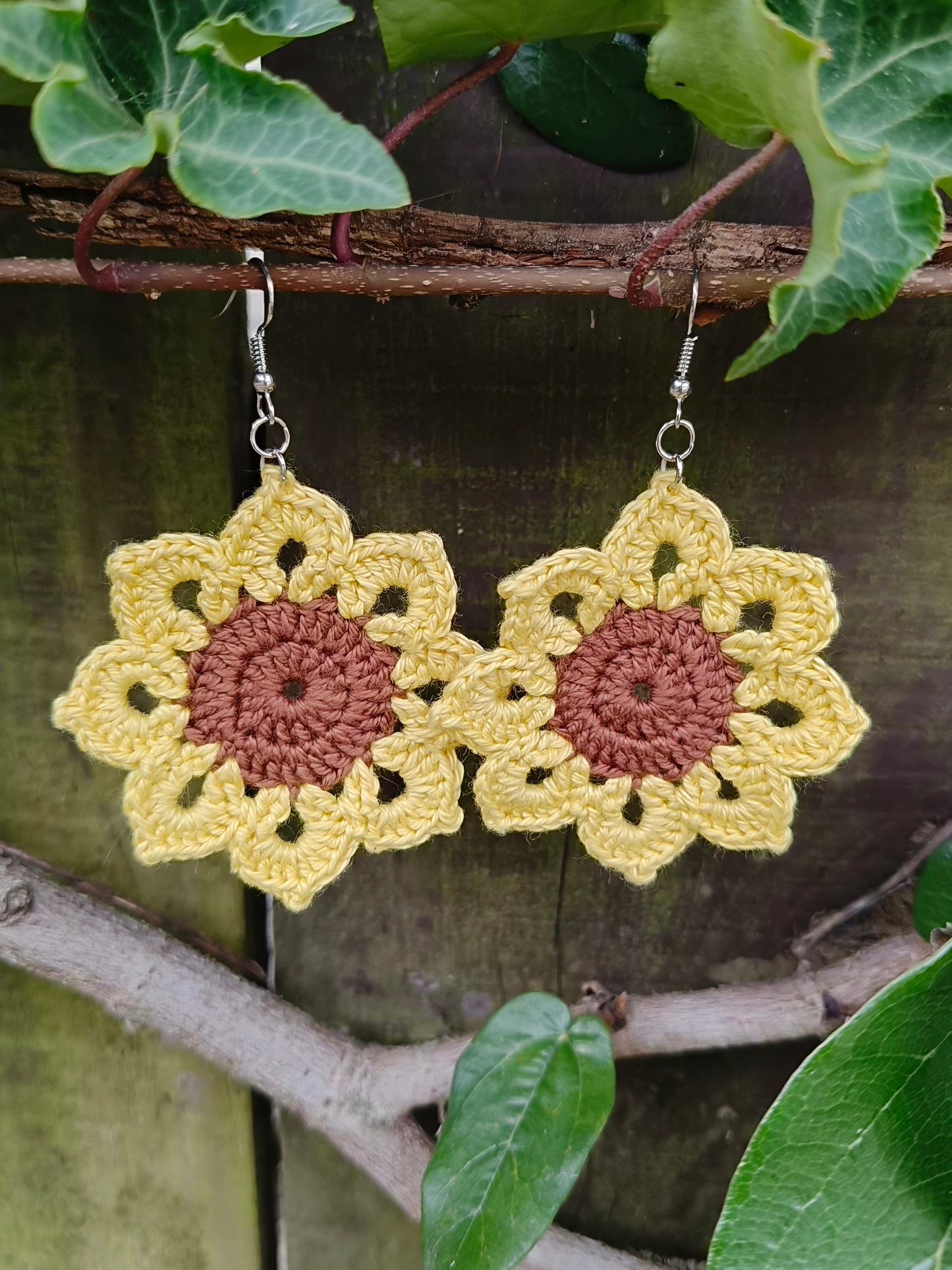 Earrings - Crochet Sunflowers