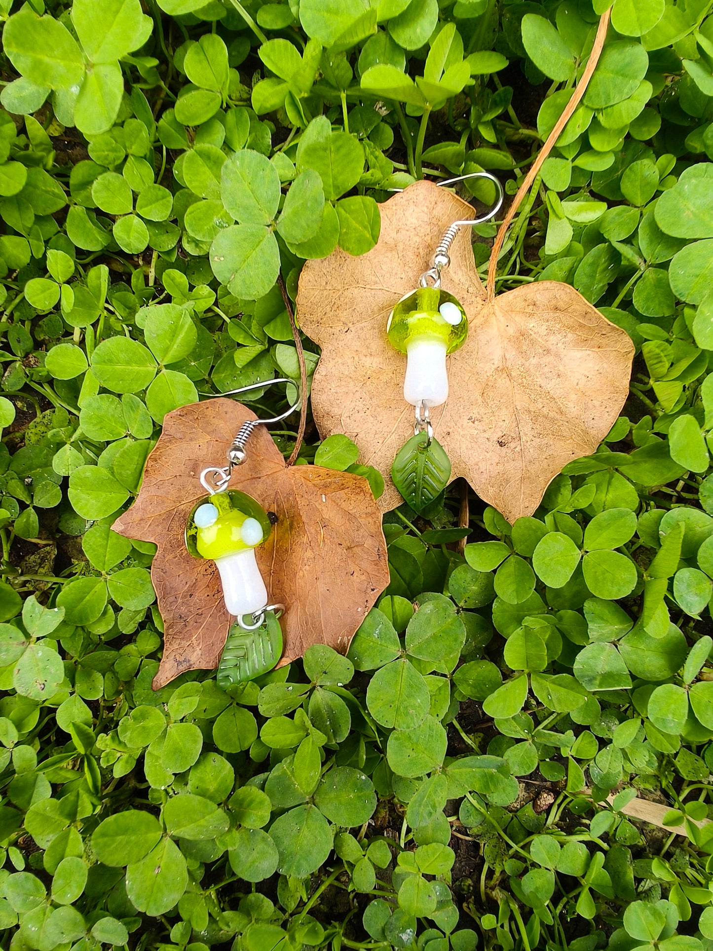 Mushroom Earrings - Green