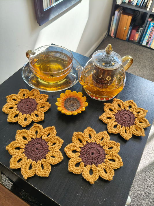 Crochet Coaster Sunflower Sets
